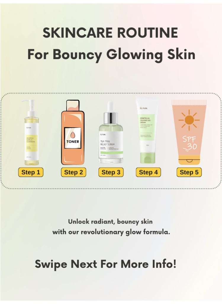 iUNIK Acne & Sensitive Skin Relief Set – iUNIK Calendula Cleansing Oil, Tea Tree Serum & Centella Gel Cream for Calming, Clearing & Hydrating - Image 3